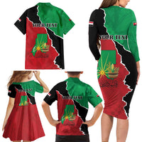 Personalized Sudan Family Matching Long Sleeve Bodycon Dress and Hawaiian Shirt Darfur Be Strong - Wonder Print Shop