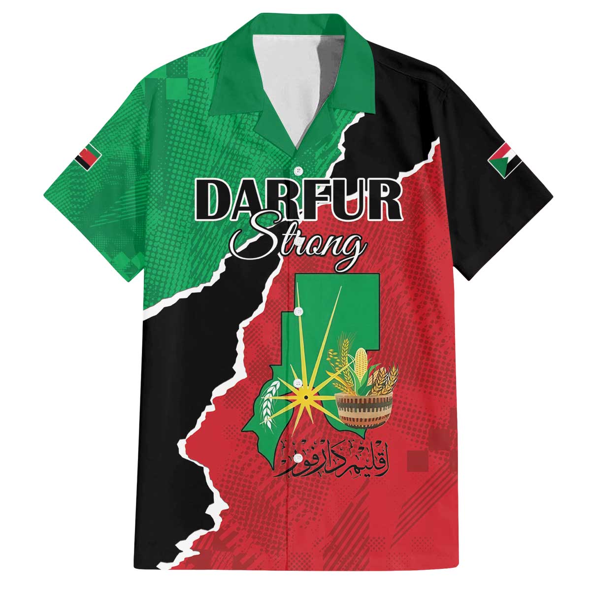 Personalized Sudan Family Matching Off The Shoulder Long Sleeve Dress and Hawaiian Shirt Darfur Be Strong - Wonder Print Shop