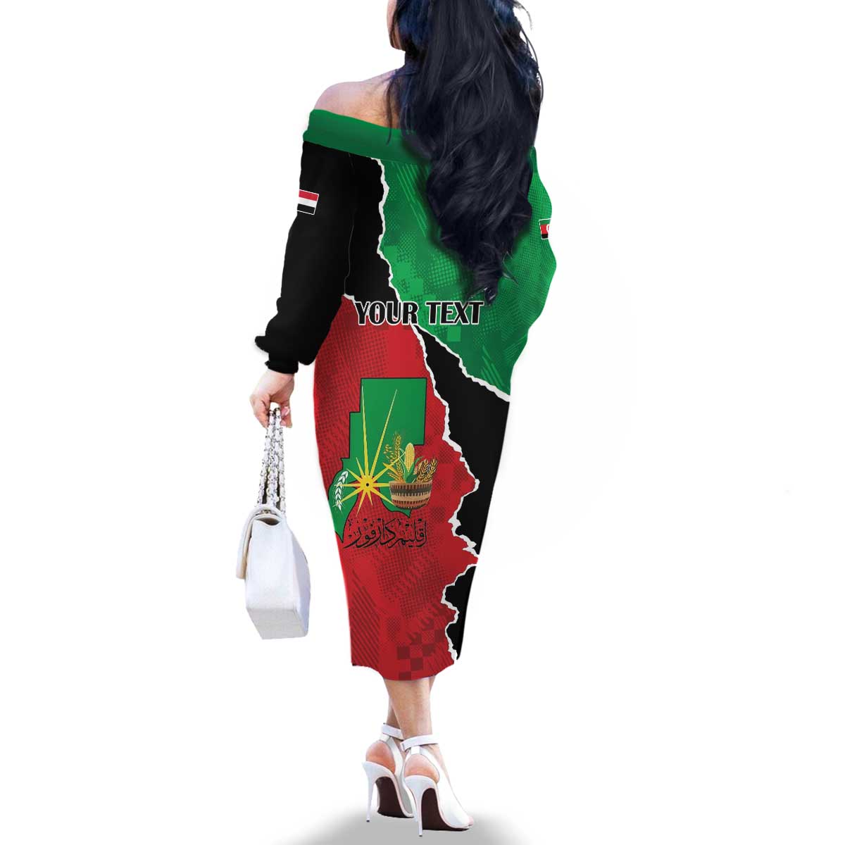 Personalized Sudan Family Matching Off The Shoulder Long Sleeve Dress and Hawaiian Shirt Darfur Be Strong - Wonder Print Shop