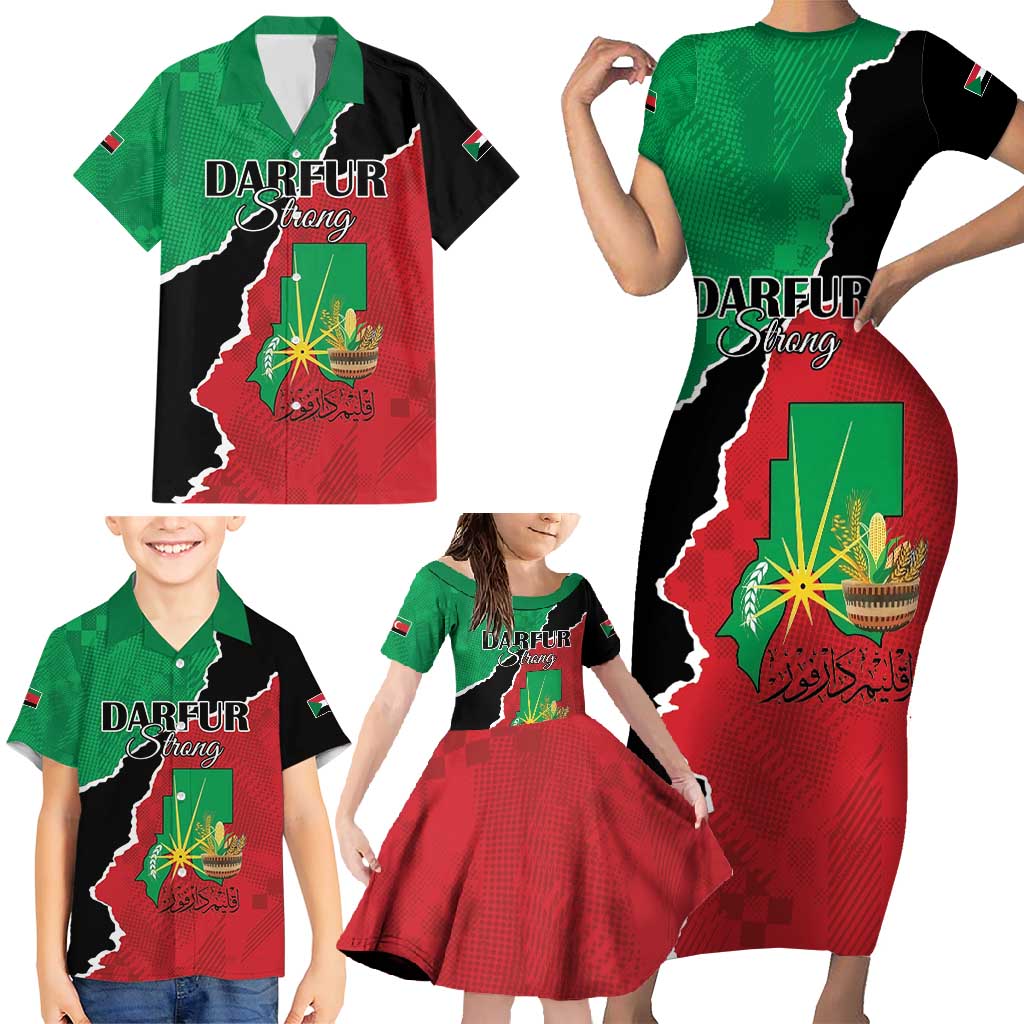 Personalized Sudan Family Matching Short Sleeve Bodycon Dress and Hawaiian Shirt Darfur Be Strong - Wonder Print Shop