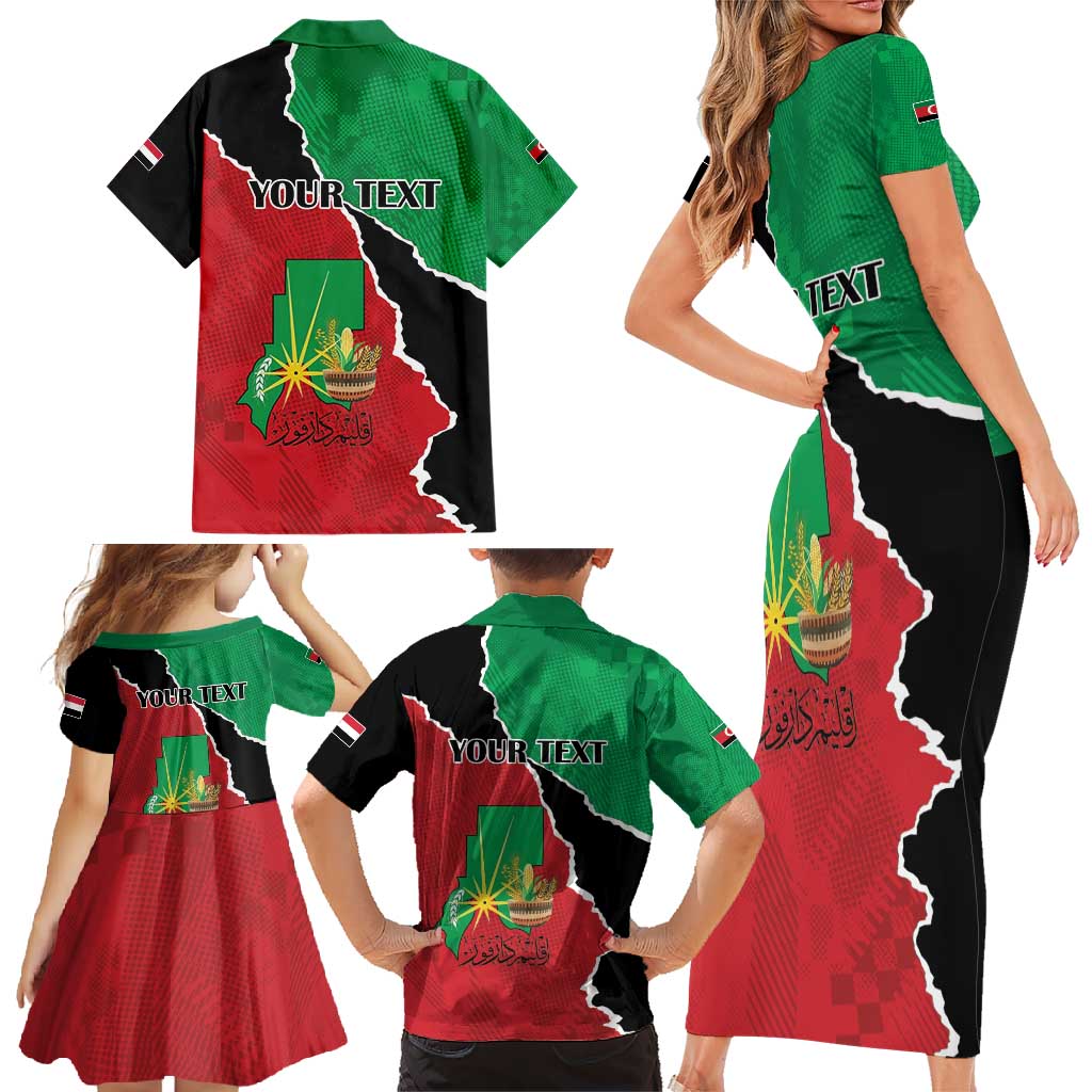 Personalized Sudan Family Matching Short Sleeve Bodycon Dress and Hawaiian Shirt Darfur Be Strong - Wonder Print Shop