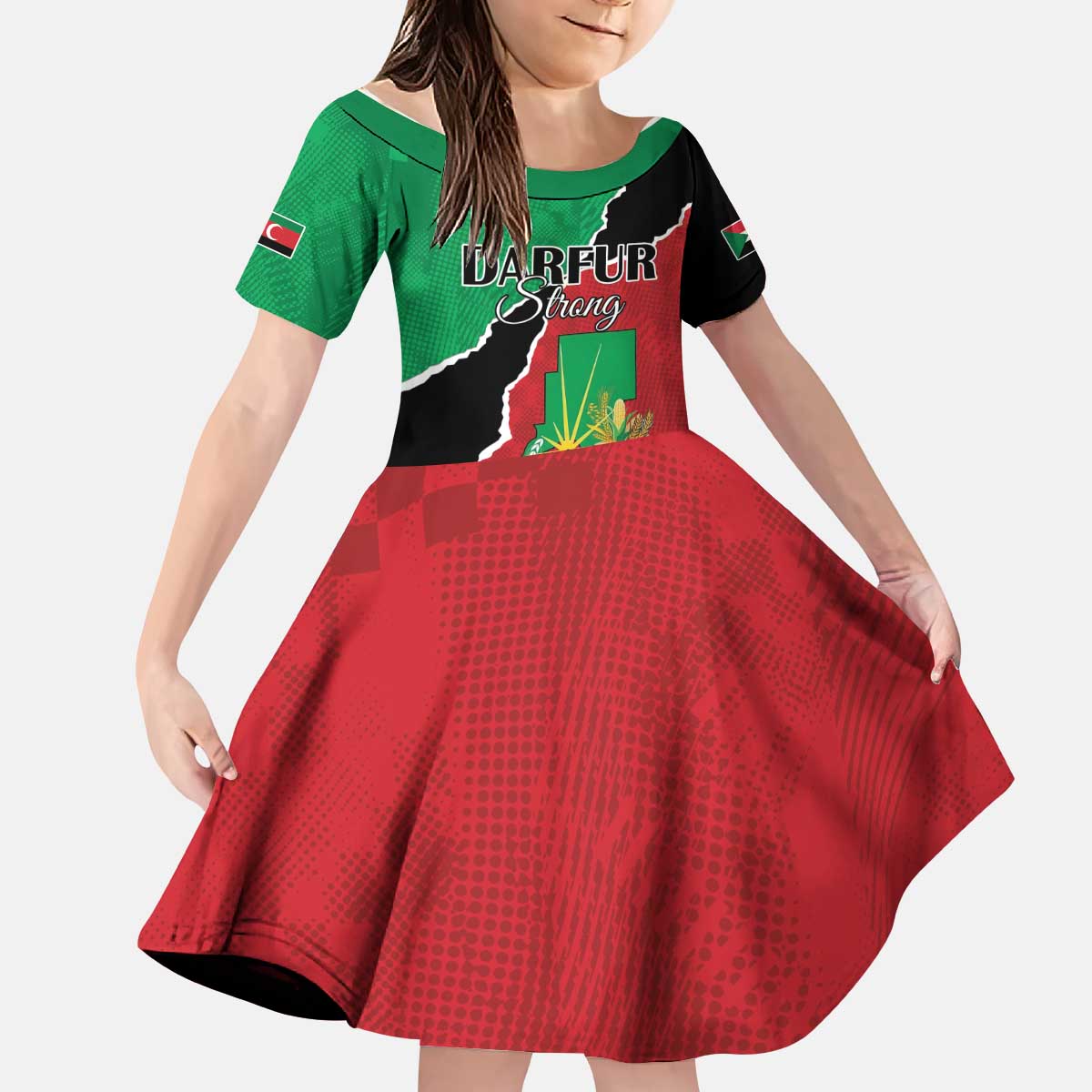 Personalized Sudan Kid Short Sleeve Dress Darfur Be Strong - Wonder Print Shop