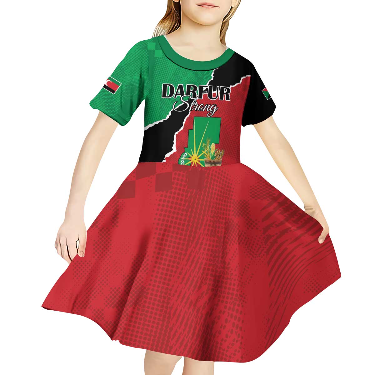 Personalized Sudan Kid Short Sleeve Dress Darfur Be Strong - Wonder Print Shop