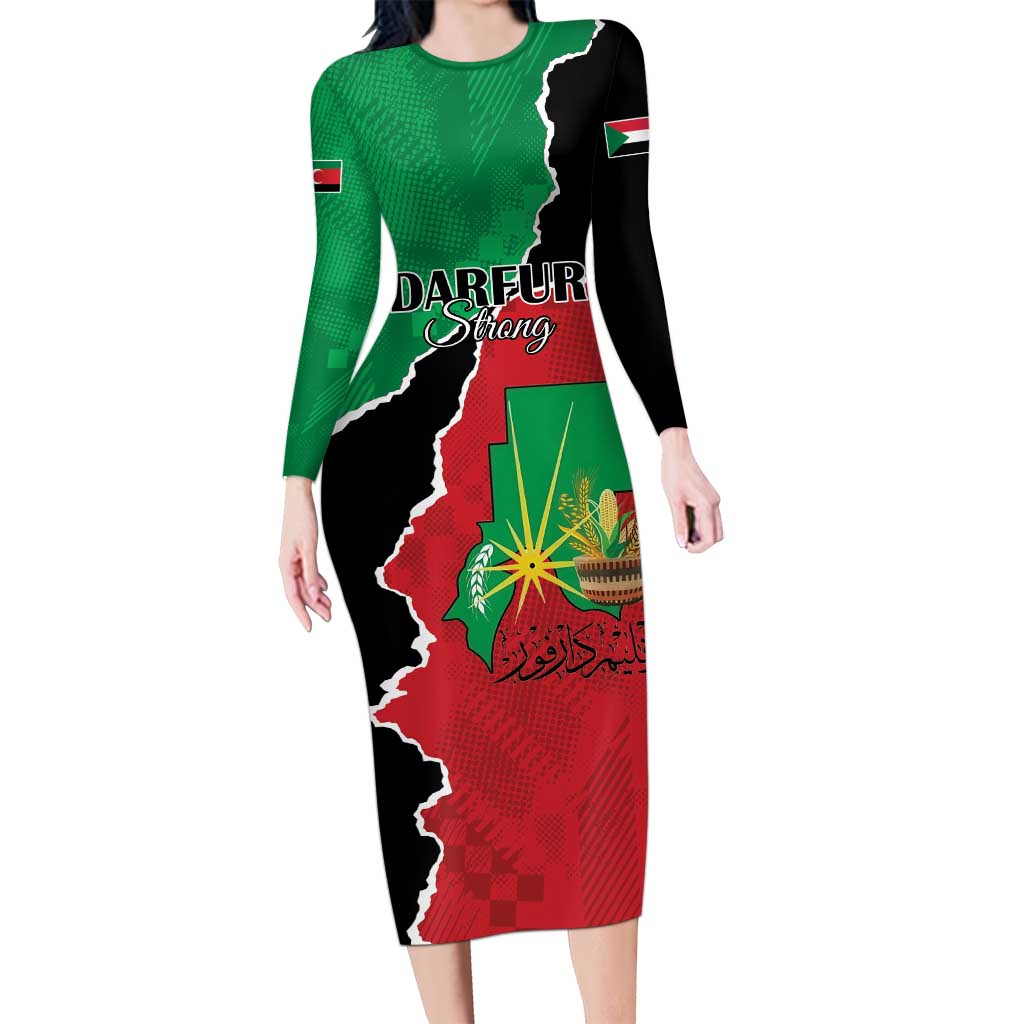 Personalized Sudan Long Sleeve Bodycon Dress Darfur Be Strong - Wonder Print Shop