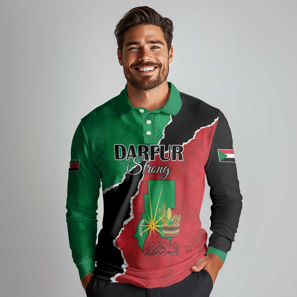 Personalized Sudan Long Sleeve Polo Shirt Darfur Be Strong - Wonder Print Shop
