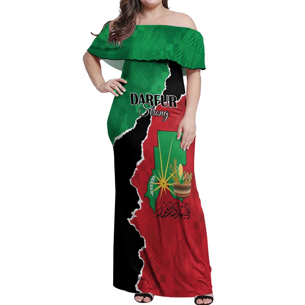 Personalized Sudan Off Shoulder Maxi Dress Darfur Be Strong - Wonder Print Shop