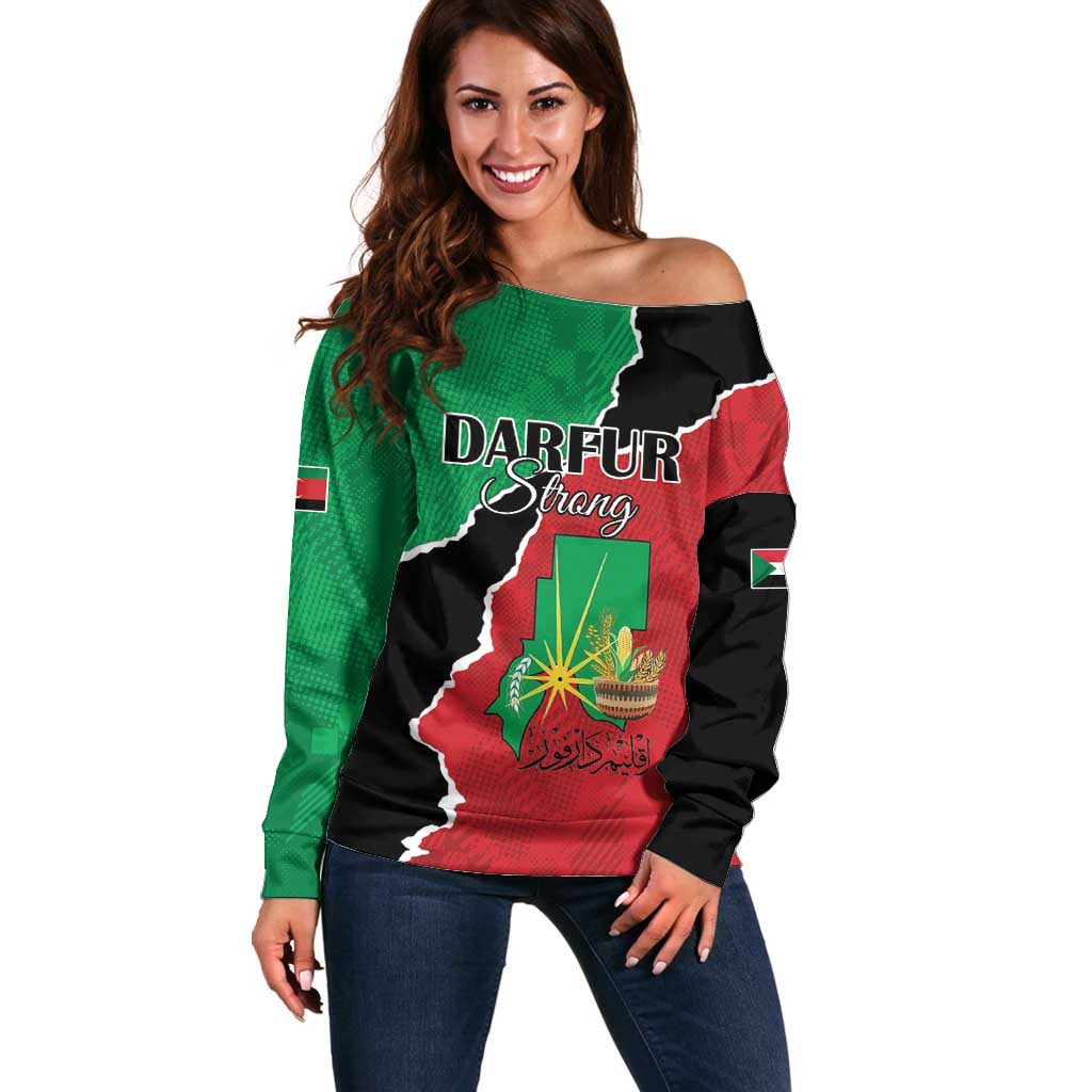 Personalized Sudan Off Shoulder Sweater Darfur Be Strong - Wonder Print Shop