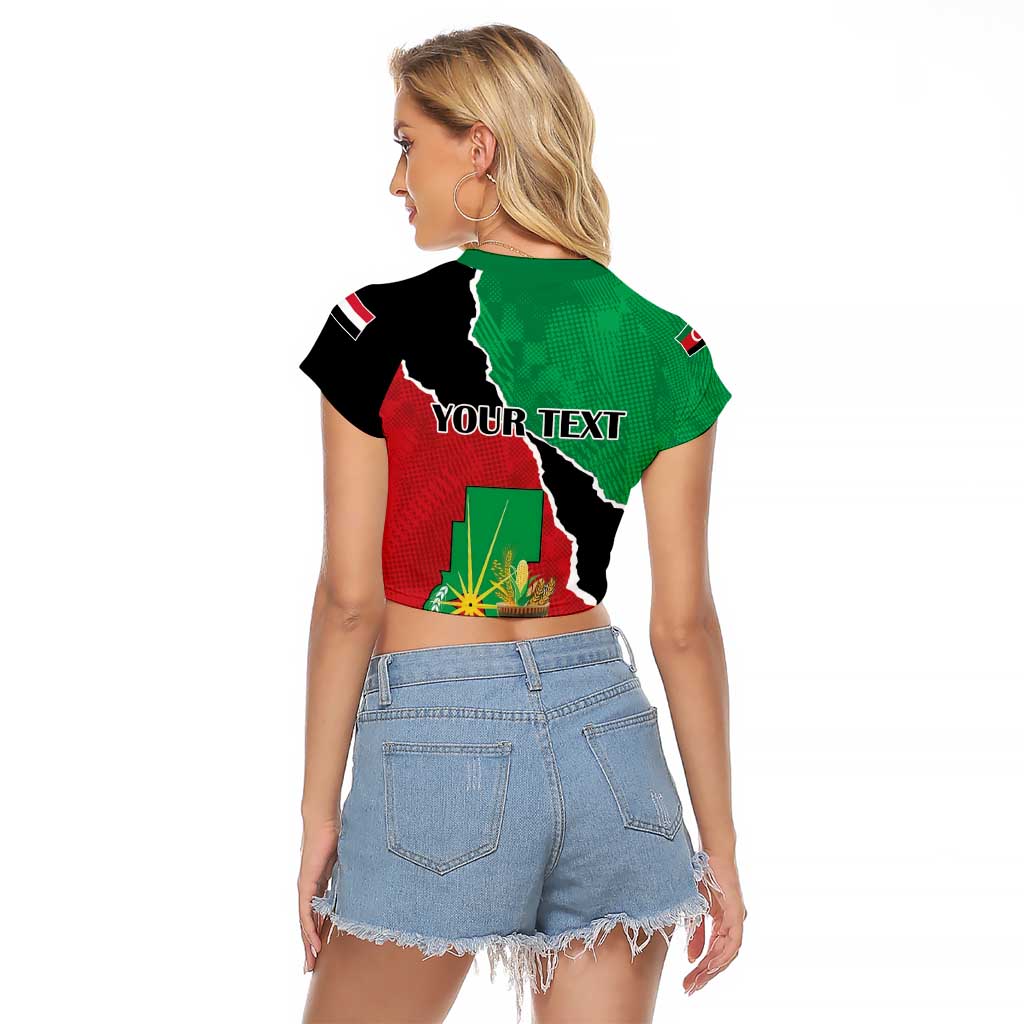 Personalized Sudan Raglan Cropped T Shirt Darfur Be Strong - Wonder Print Shop