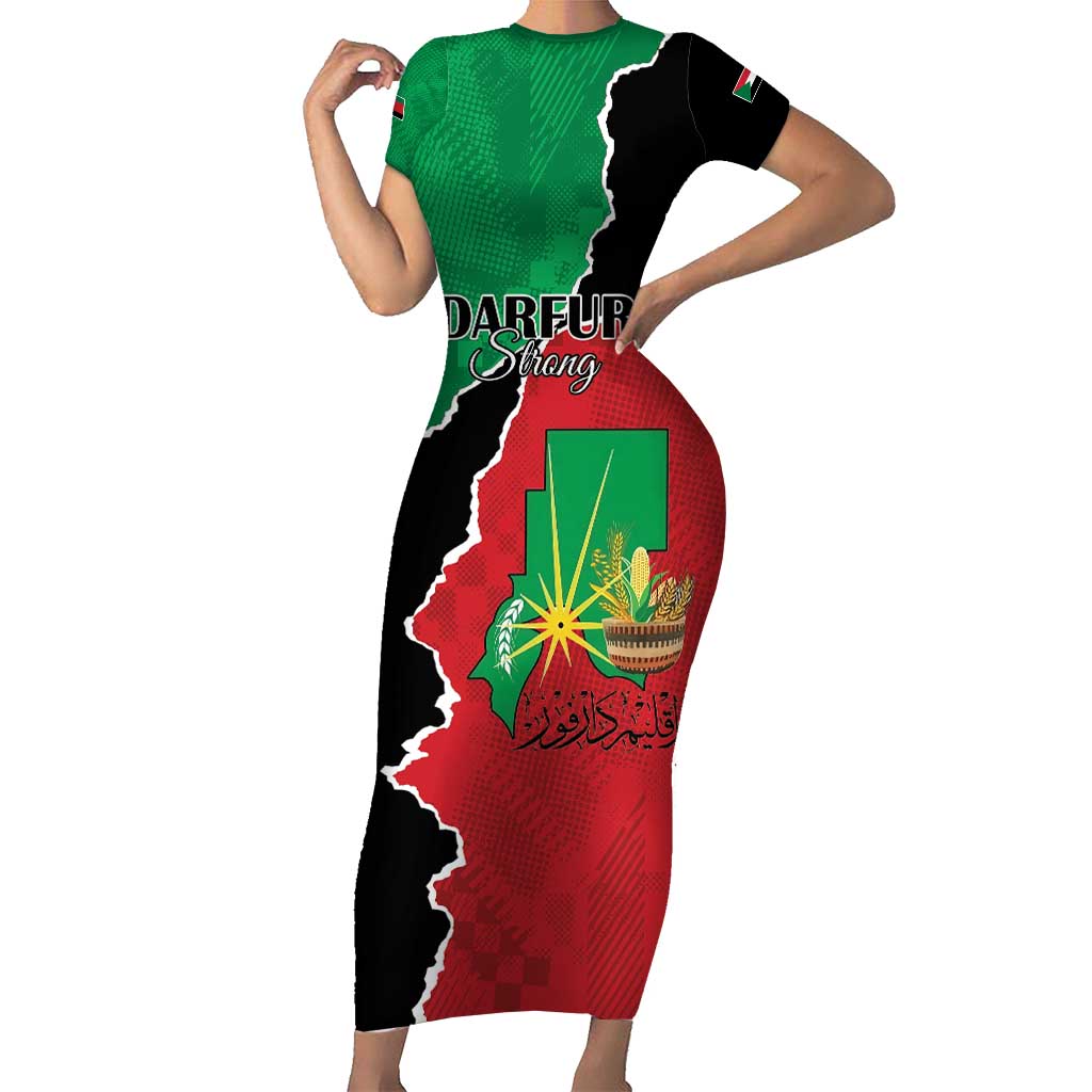Personalized Sudan Short Sleeve Bodycon Dress Darfur Be Strong - Wonder Print Shop