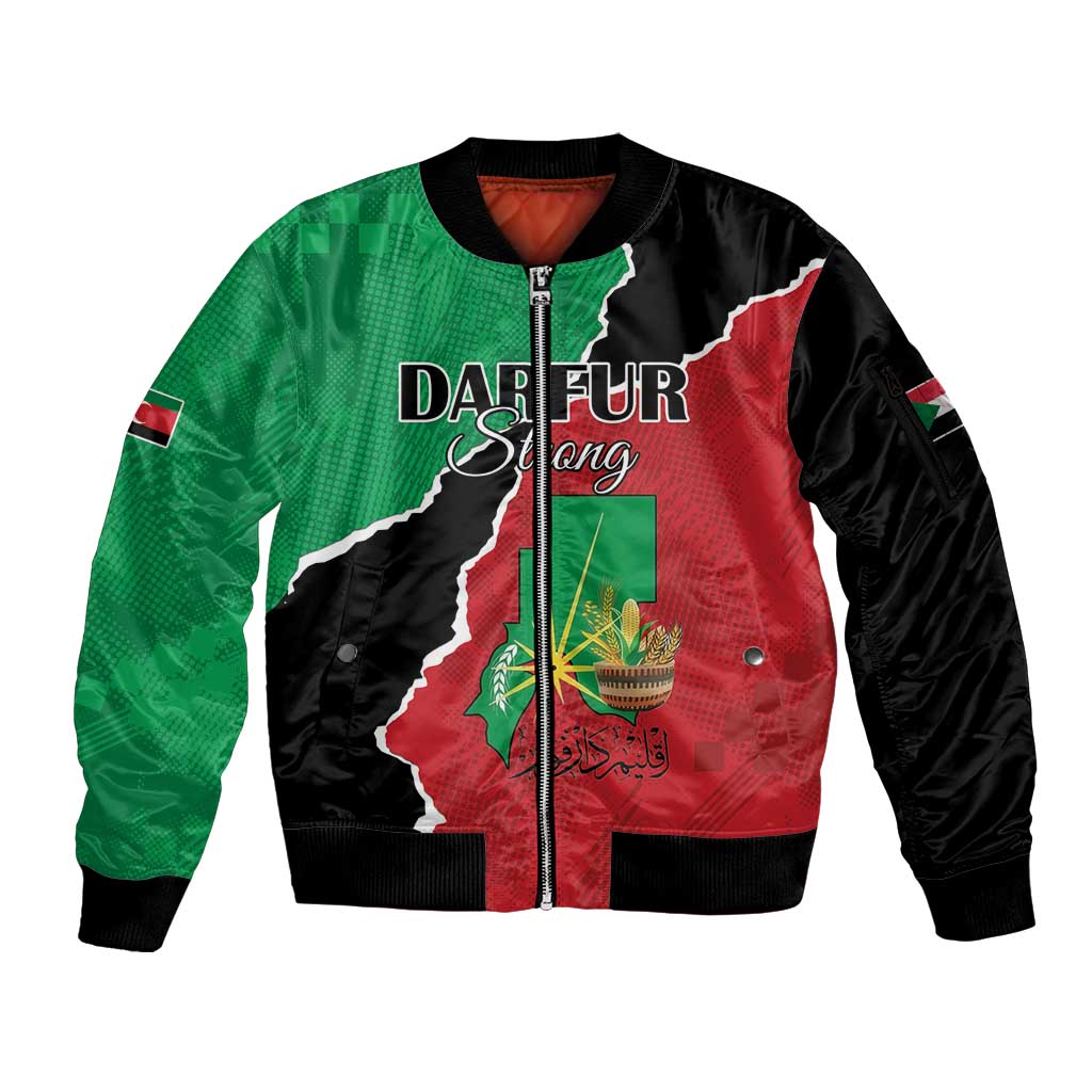 Personalized Sudan Sleeve Zip Bomber Jacket Darfur Be Strong - Wonder Print Shop