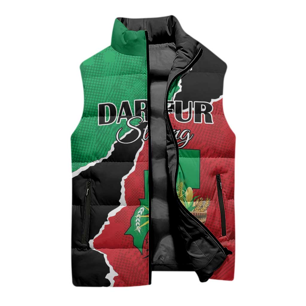 Personalized Sudan Sleeveless Puffer Jacket Darfur Be Strong - Wonder Print Shop