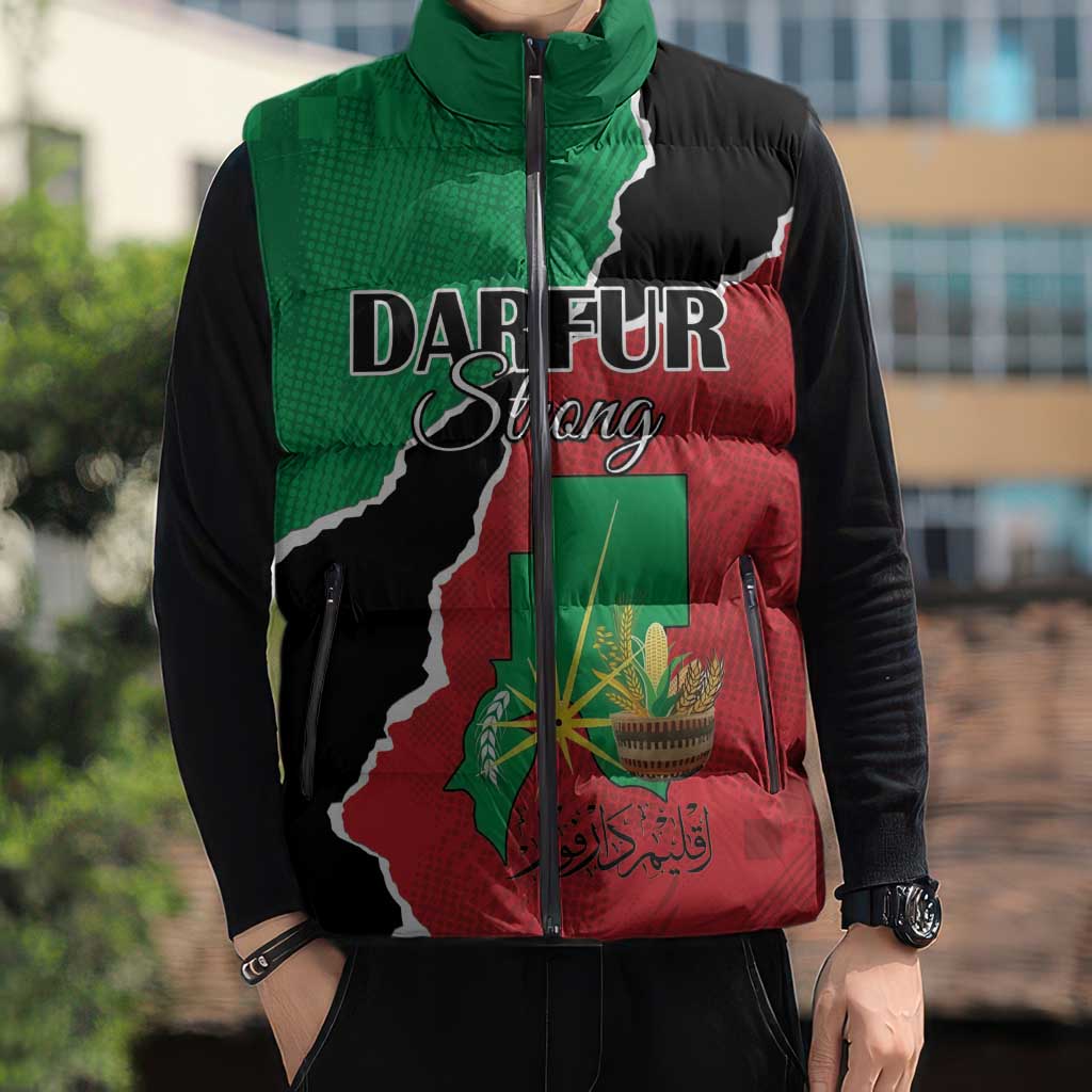 Personalized Sudan Sleeveless Puffer Jacket Darfur Be Strong - Wonder Print Shop