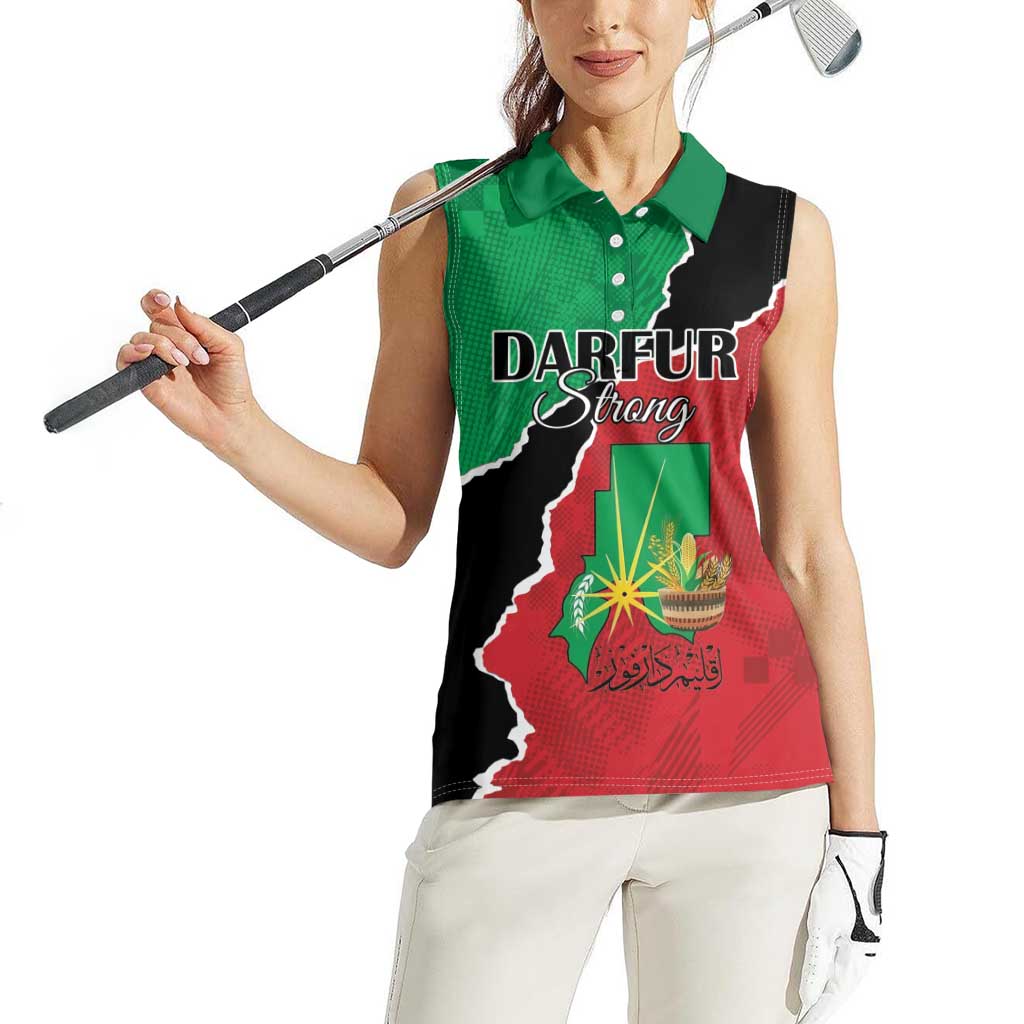 Personalized Sudan Women Sleeveless Polo Shirt Darfur Be Strong - Wonder Print Shop
