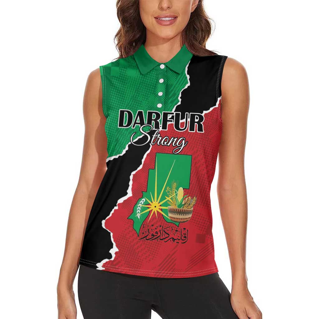 Personalized Sudan Women Sleeveless Polo Shirt Darfur Be Strong - Wonder Print Shop