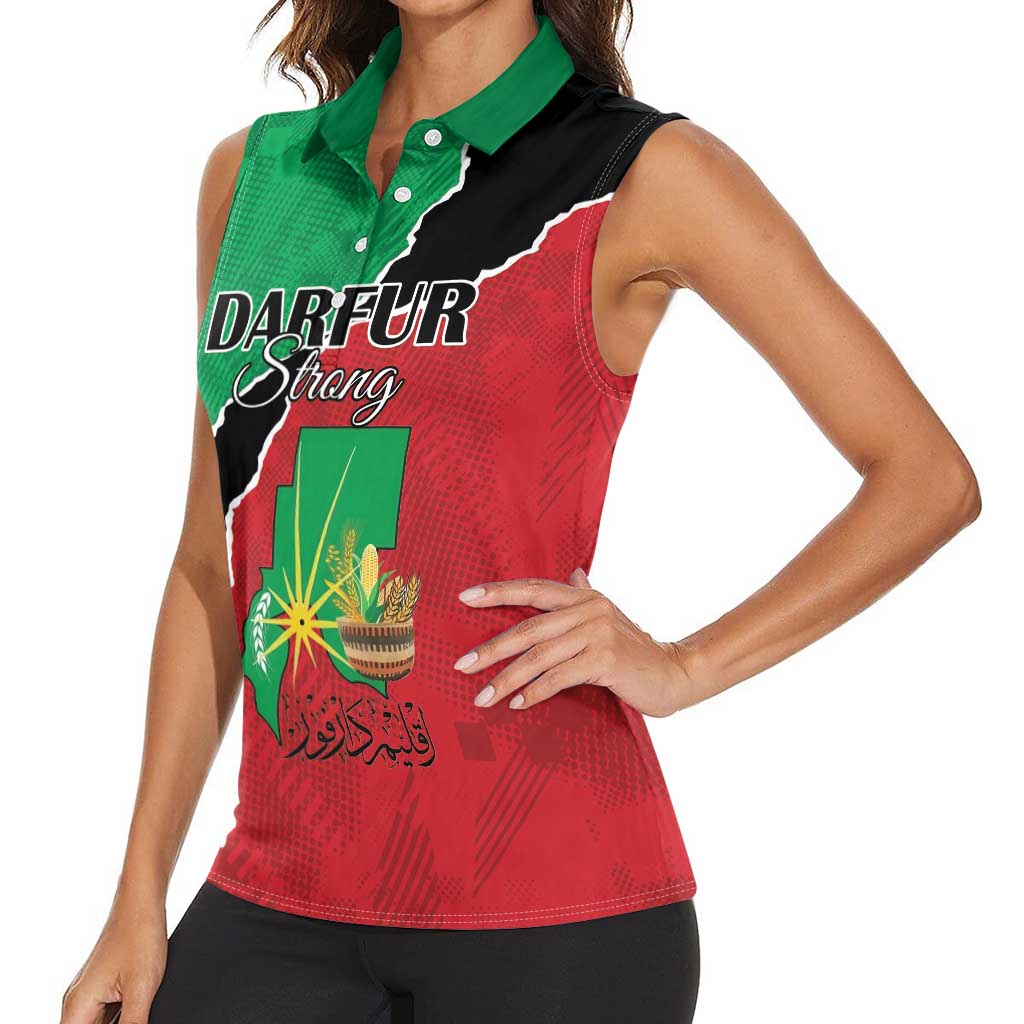 Personalized Sudan Women Sleeveless Polo Shirt Darfur Be Strong - Wonder Print Shop