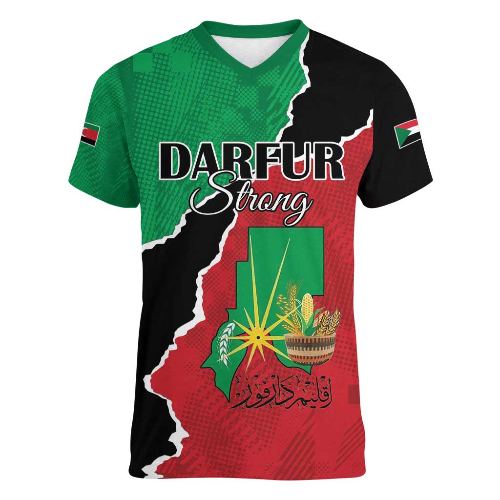 Personalized Sudan Women V-Neck T-Shirt Darfur Be Strong - Wonder Print Shop