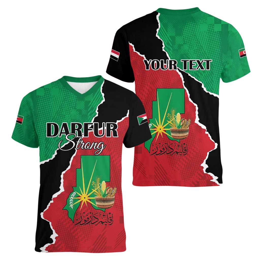 Personalized Sudan Women V-Neck T-Shirt Darfur Be Strong - Wonder Print Shop