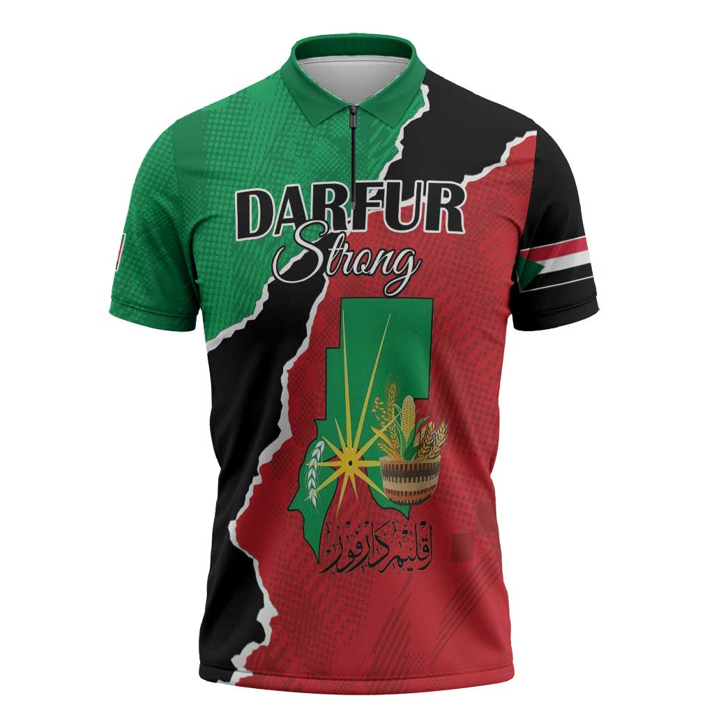 Personalized Sudan Zipper Polo Shirt Darfur Be Strong - Wonder Print Shop