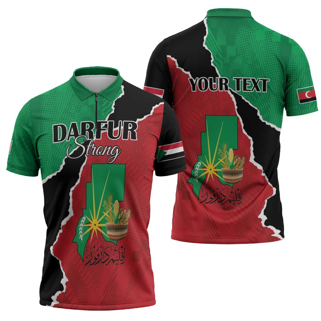 Personalized Sudan Zipper Polo Shirt Darfur Be Strong - Wonder Print Shop