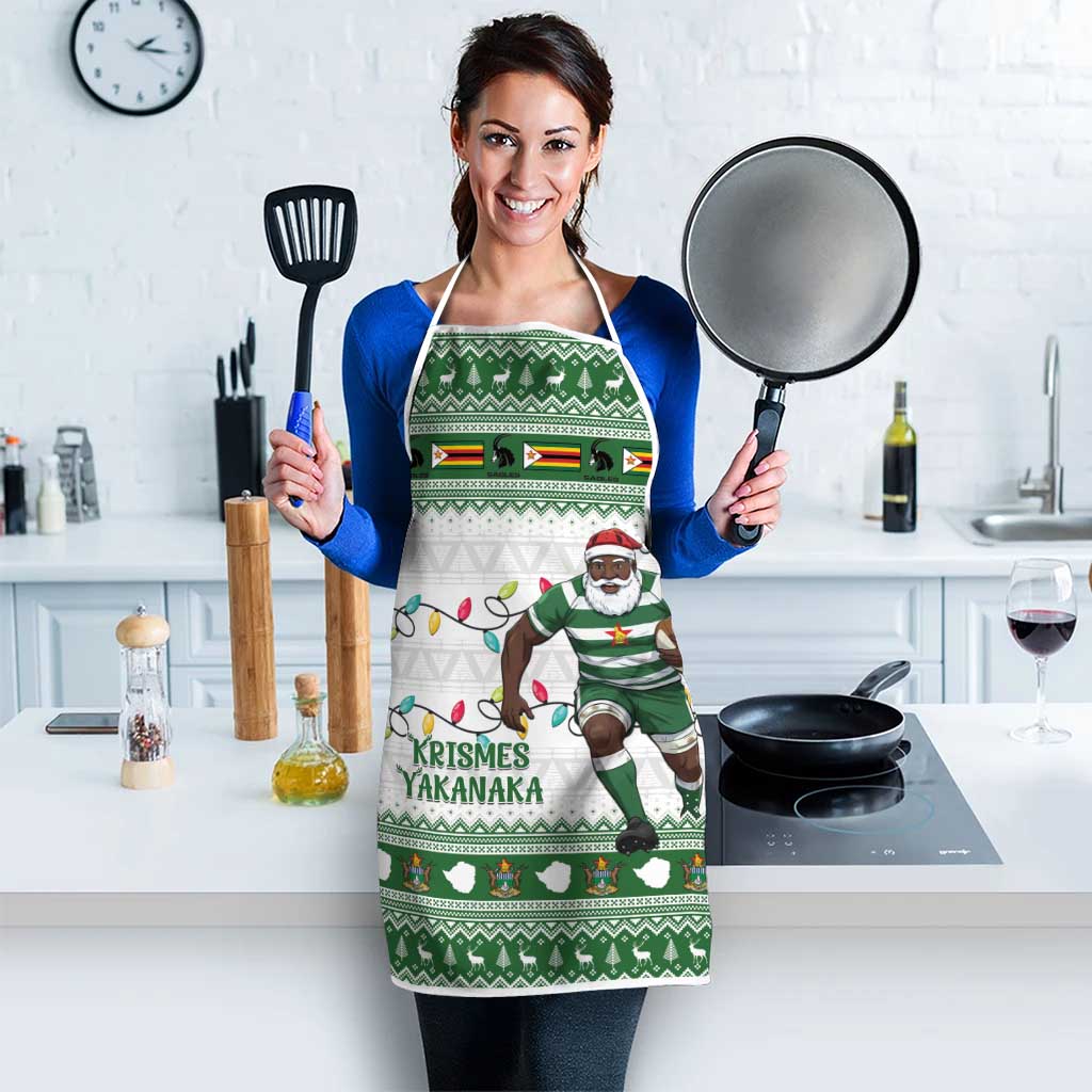 Zimbabwe Rugby Christmas Apron The Sables Krismes Yakanaka - Wonder Print Shop