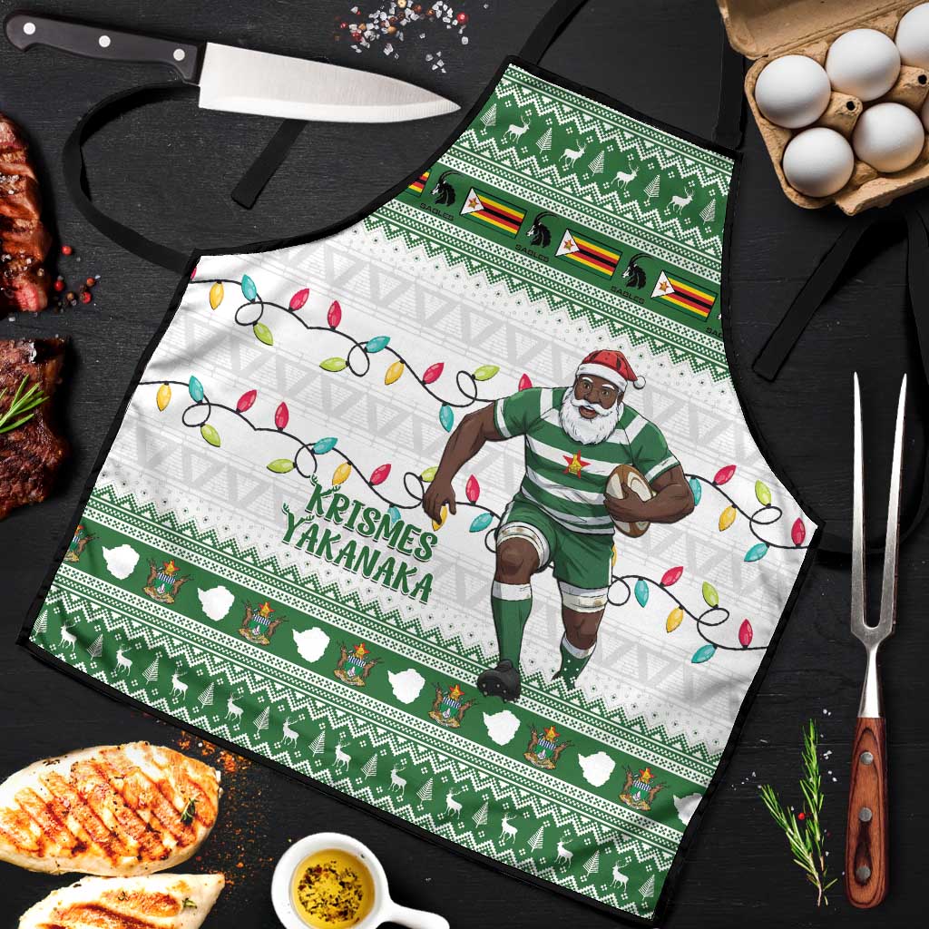 Zimbabwe Rugby Christmas Apron The Sables Krismes Yakanaka - Wonder Print Shop