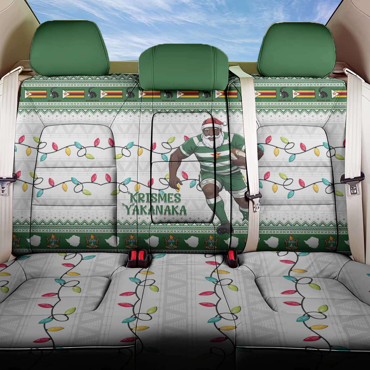 Zimbabwe Rugby Christmas Back Car Seat Cover The Sables Krismes Yakanaka - Wonder Print Shop