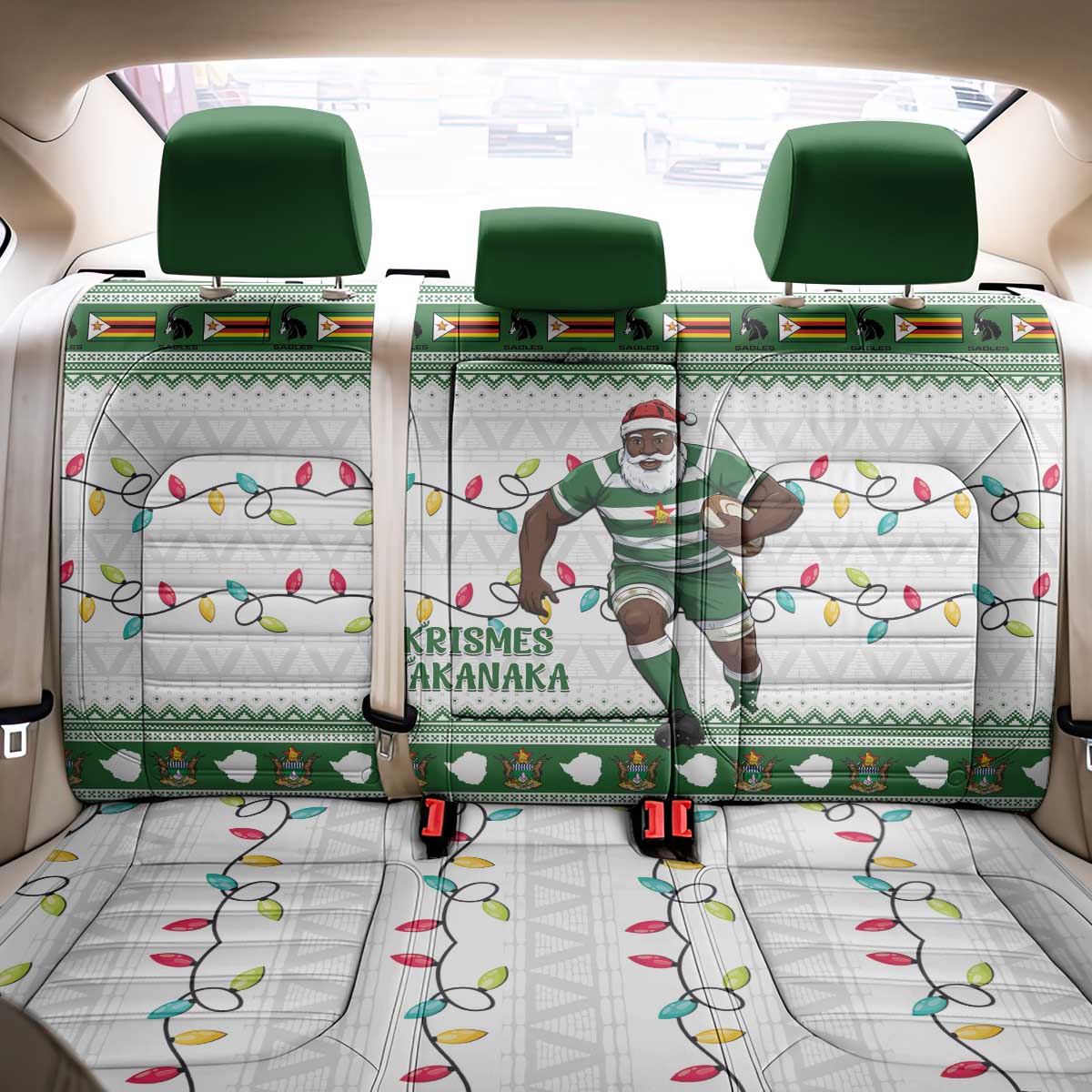 Zimbabwe Rugby Christmas Back Car Seat Cover The Sables Krismes Yakanaka - Wonder Print Shop