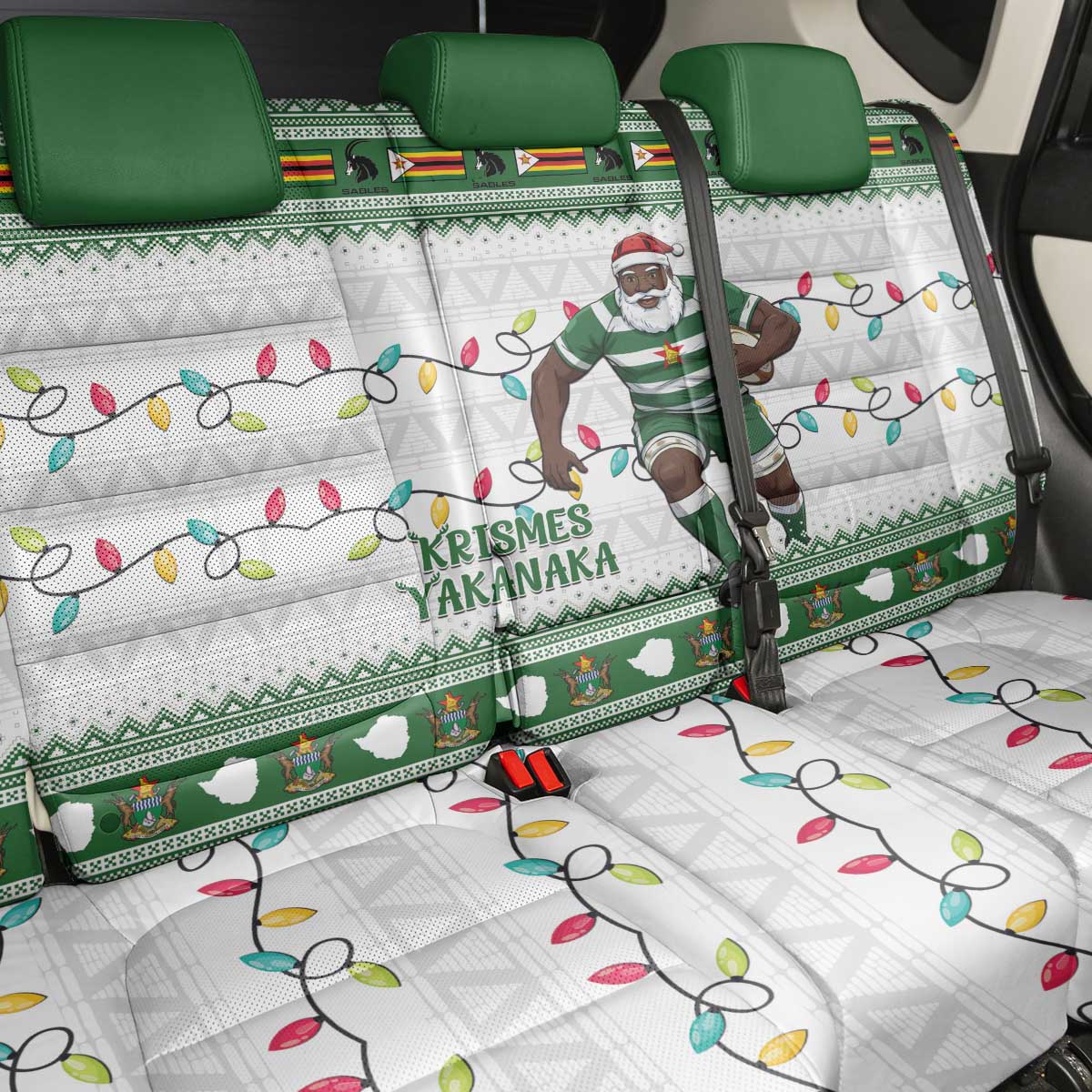 Zimbabwe Rugby Christmas Back Car Seat Cover The Sables Krismes Yakanaka - Wonder Print Shop