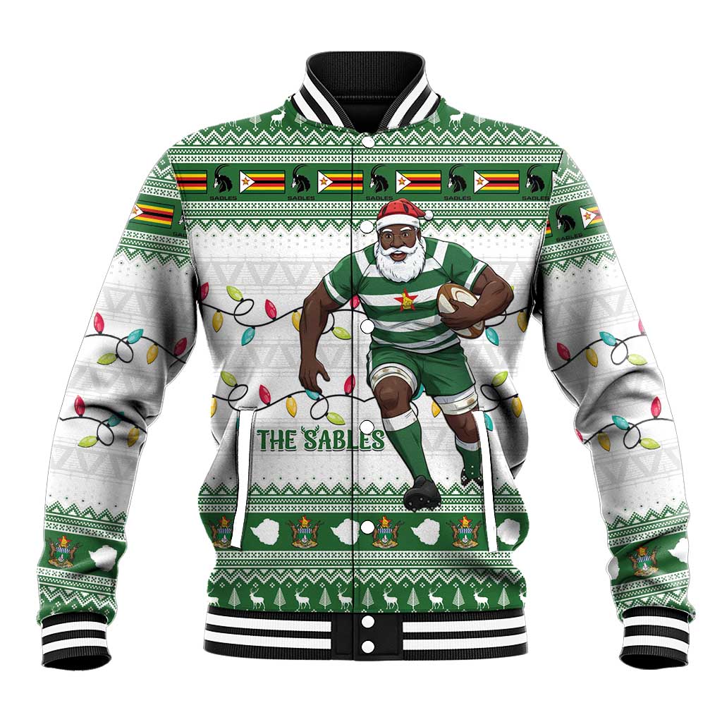 Zimbabwe Rugby Christmas Baseball Jacket The Sables Krismes Yakanaka - Wonder Print Shop