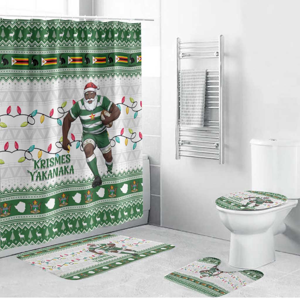 Zimbabwe Rugby Christmas Bathroom Set The Sables Krismes Yakanaka - Wonder Print Shop