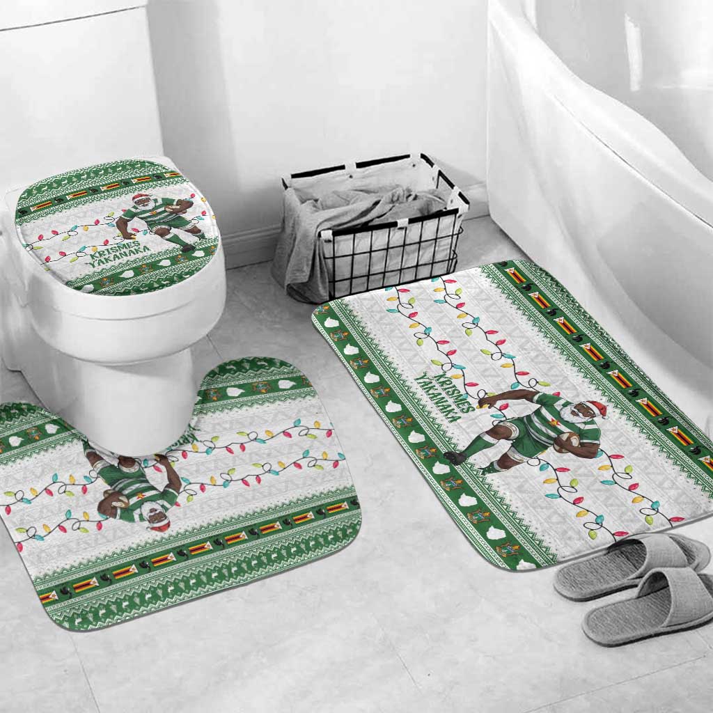 Zimbabwe Rugby Christmas Bathroom Set The Sables Krismes Yakanaka - Wonder Print Shop