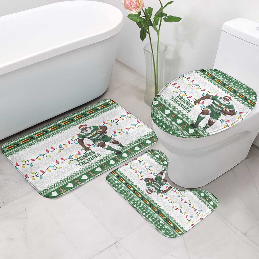 Zimbabwe Rugby Christmas Bathroom Set The Sables Krismes Yakanaka - Wonder Print Shop