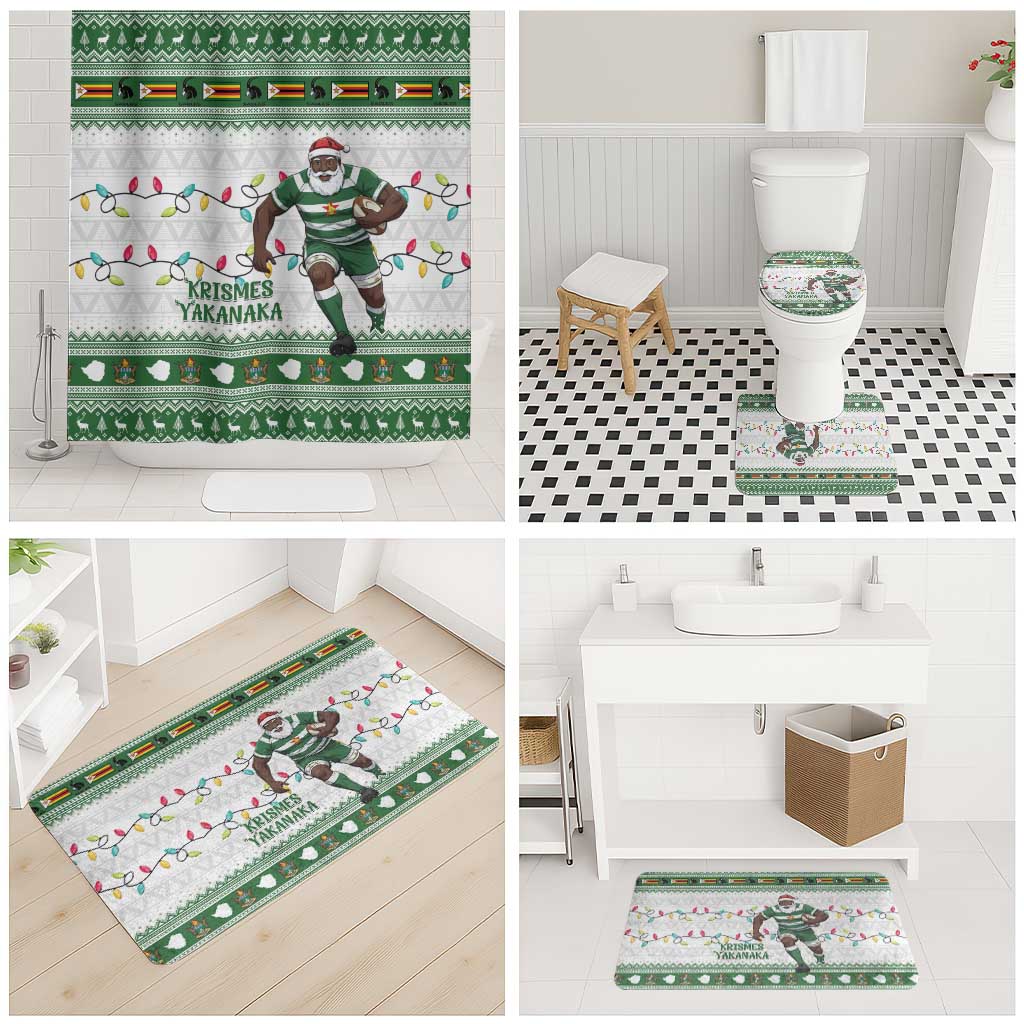 Zimbabwe Rugby Christmas Bathroom Set The Sables Krismes Yakanaka - Wonder Print Shop
