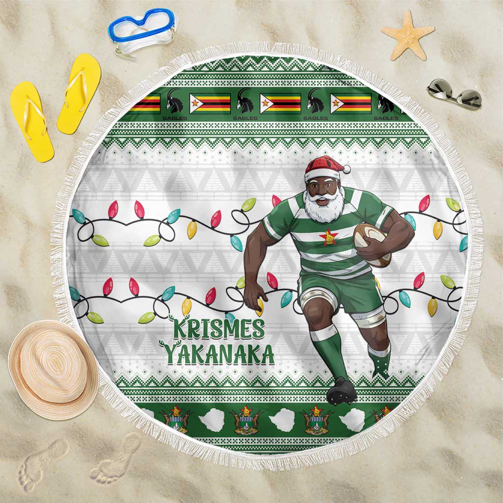 Zimbabwe Rugby Christmas Beach Blanket The Sables Krismes Yakanaka - Wonder Print Shop