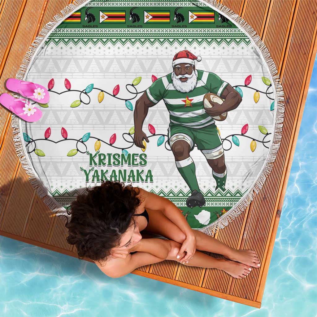 Zimbabwe Rugby Christmas Beach Blanket The Sables Krismes Yakanaka - Wonder Print Shop