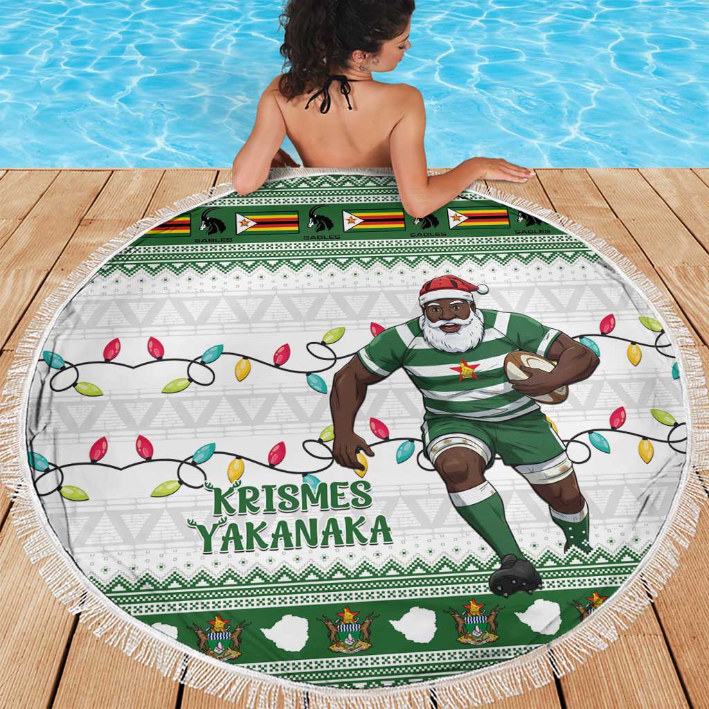 Zimbabwe Rugby Christmas Beach Blanket The Sables Krismes Yakanaka - Wonder Print Shop