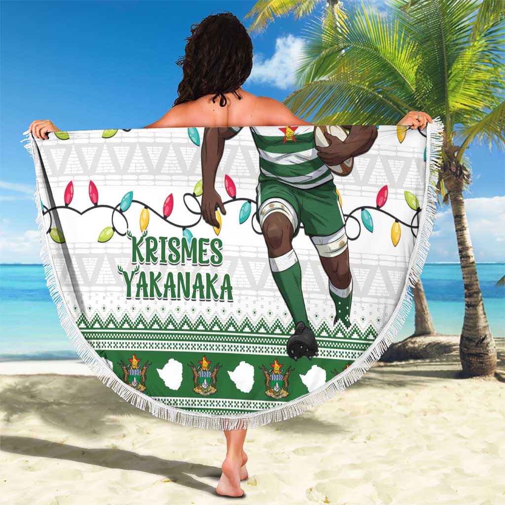 Zimbabwe Rugby Christmas Beach Blanket The Sables Krismes Yakanaka - Wonder Print Shop