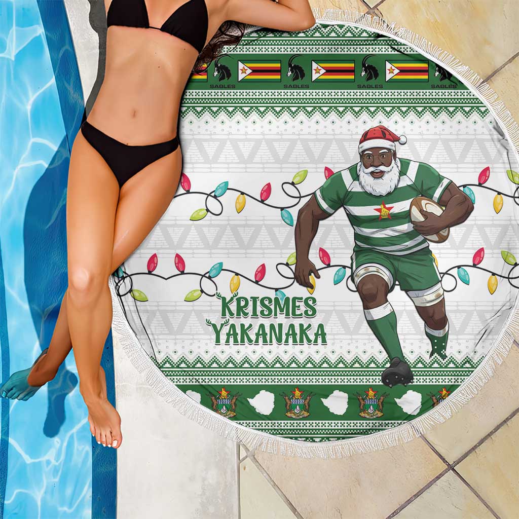 Zimbabwe Rugby Christmas Beach Blanket The Sables Krismes Yakanaka - Wonder Print Shop