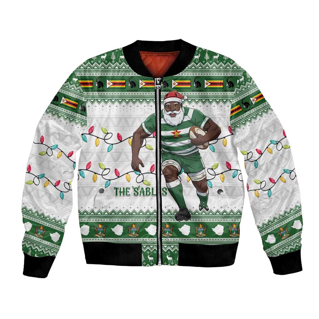 Zimbabwe Rugby Christmas Bomber Jacket The Sables Krismes Yakanaka - Wonder Print Shop