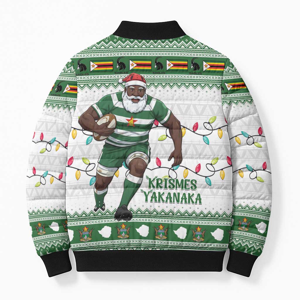Zimbabwe Rugby Christmas Bomber Puffer Jacket The Sables Krismes Yakanaka - Wonder Print Shop