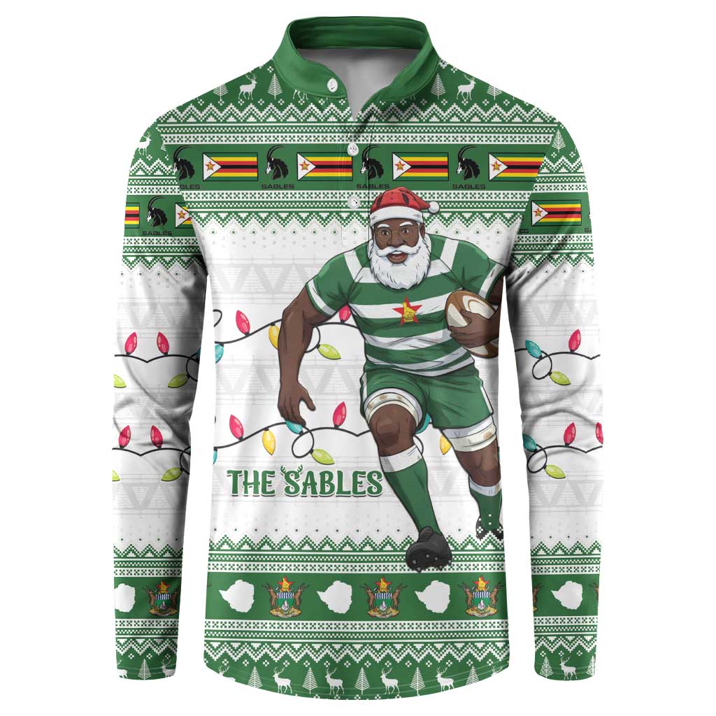 Zimbabwe Rugby Christmas Button Sweatshirt The Sables Krismes Yakanaka - Wonder Print Shop