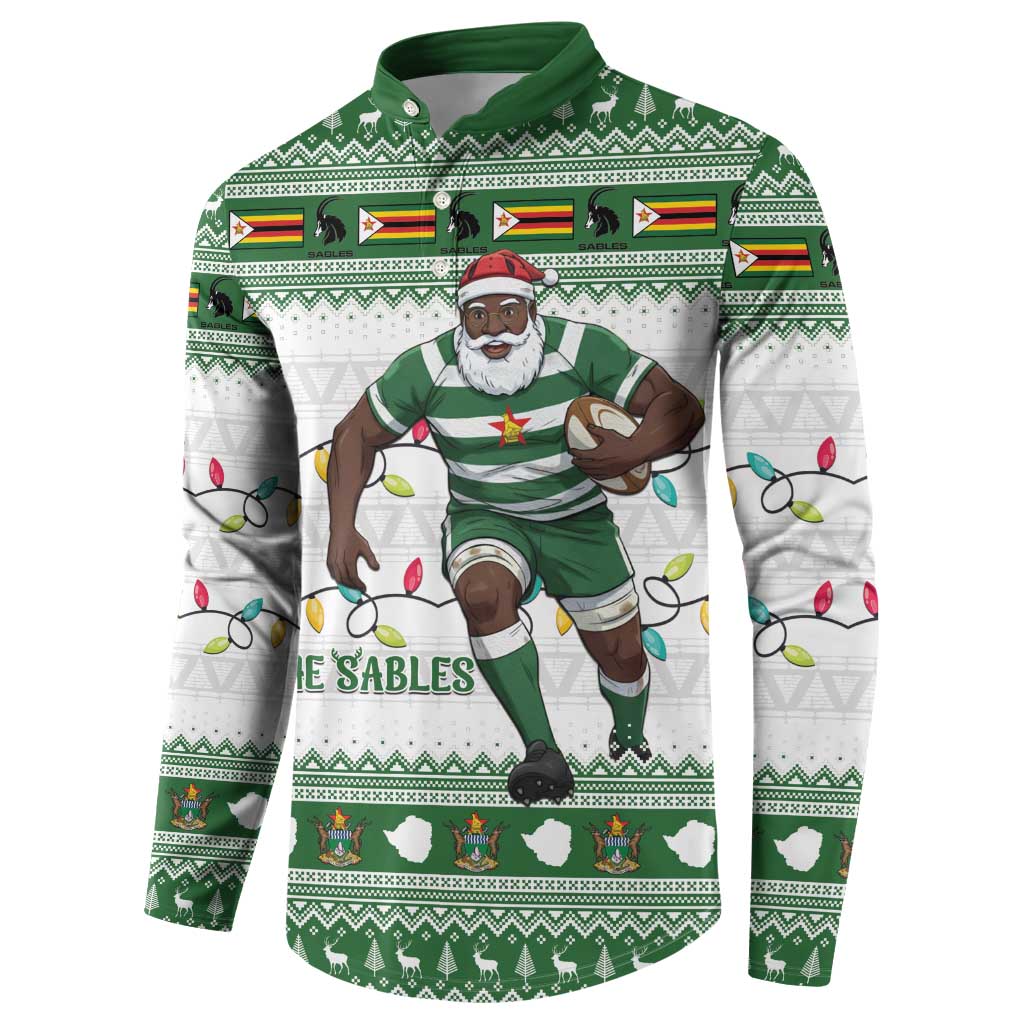 Zimbabwe Rugby Christmas Button Sweatshirt The Sables Krismes Yakanaka - Wonder Print Shop