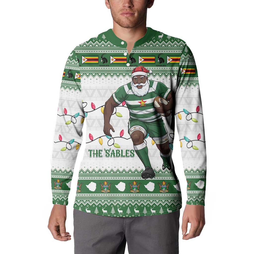 Zimbabwe Rugby Christmas Button Sweatshirt The Sables Krismes Yakanaka - Wonder Print Shop