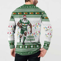 Zimbabwe Rugby Christmas Button Sweatshirt The Sables Krismes Yakanaka - Wonder Print Shop