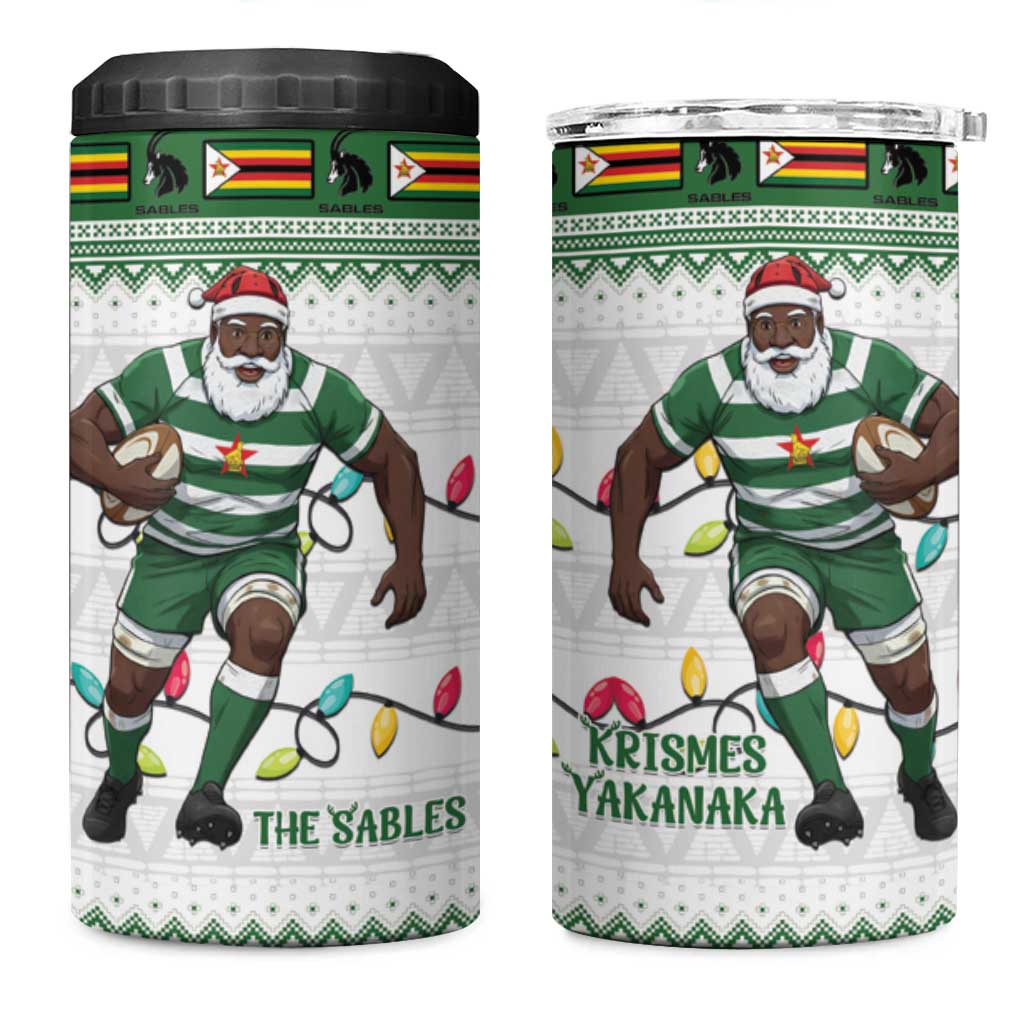 Zimbabwe Rugby Christmas 4 in 1 Can Cooler Tumbler The Sables Krismes Yakanaka - Wonder Print Shop