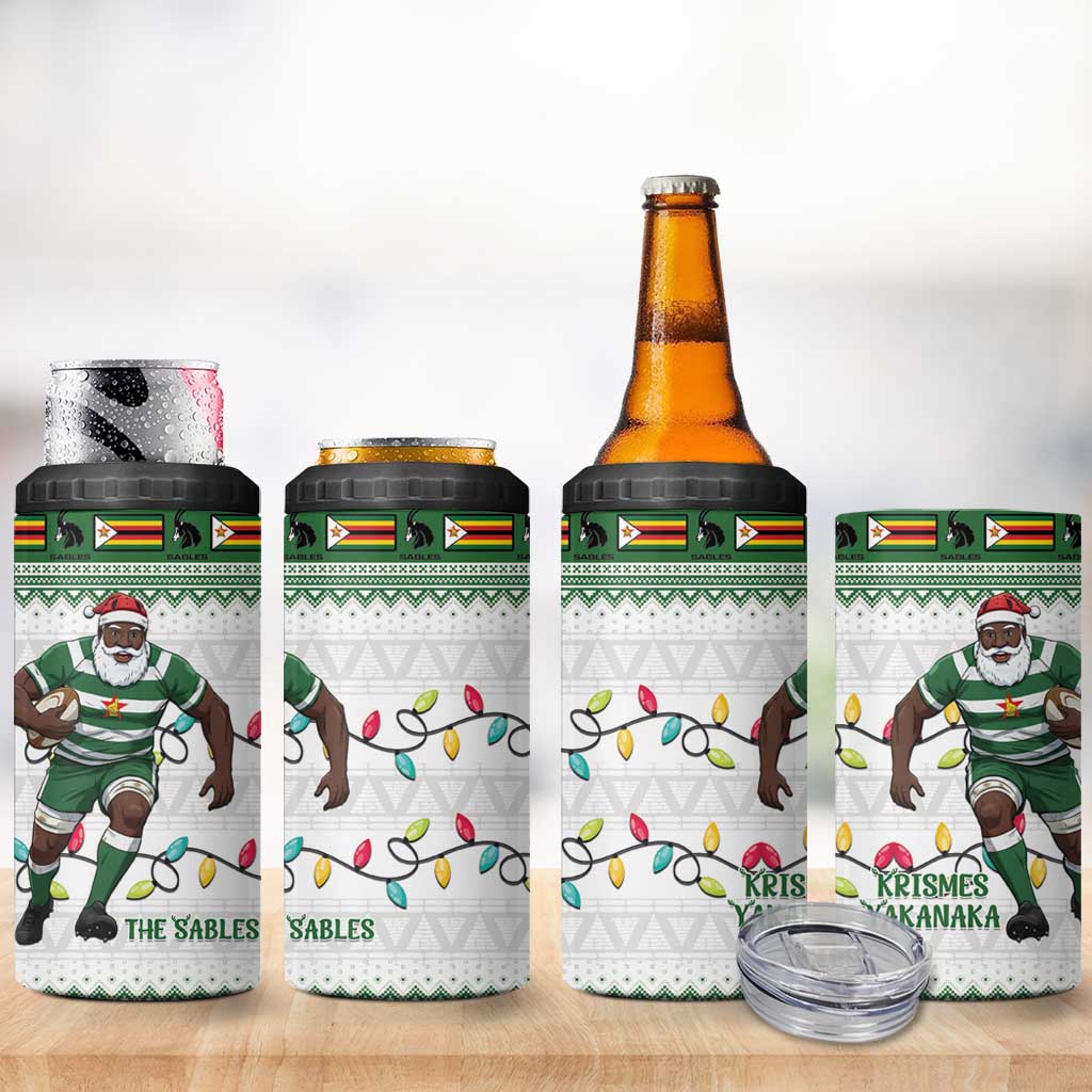 Zimbabwe Rugby Christmas 4 in 1 Can Cooler Tumbler The Sables Krismes Yakanaka - Wonder Print Shop