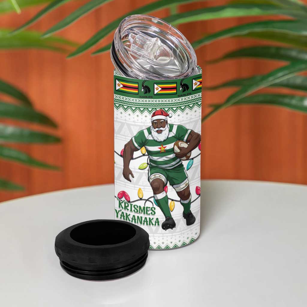 Zimbabwe Rugby Christmas 4 in 1 Can Cooler Tumbler The Sables Krismes Yakanaka - Wonder Print Shop