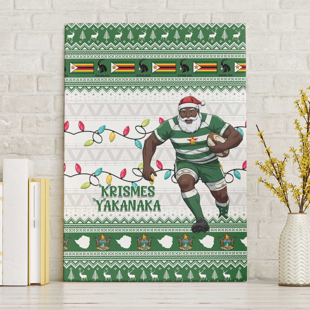 Zimbabwe Rugby Christmas Canvas Wall Art The Sables Krismes Yakanaka - Wonder Print Shop