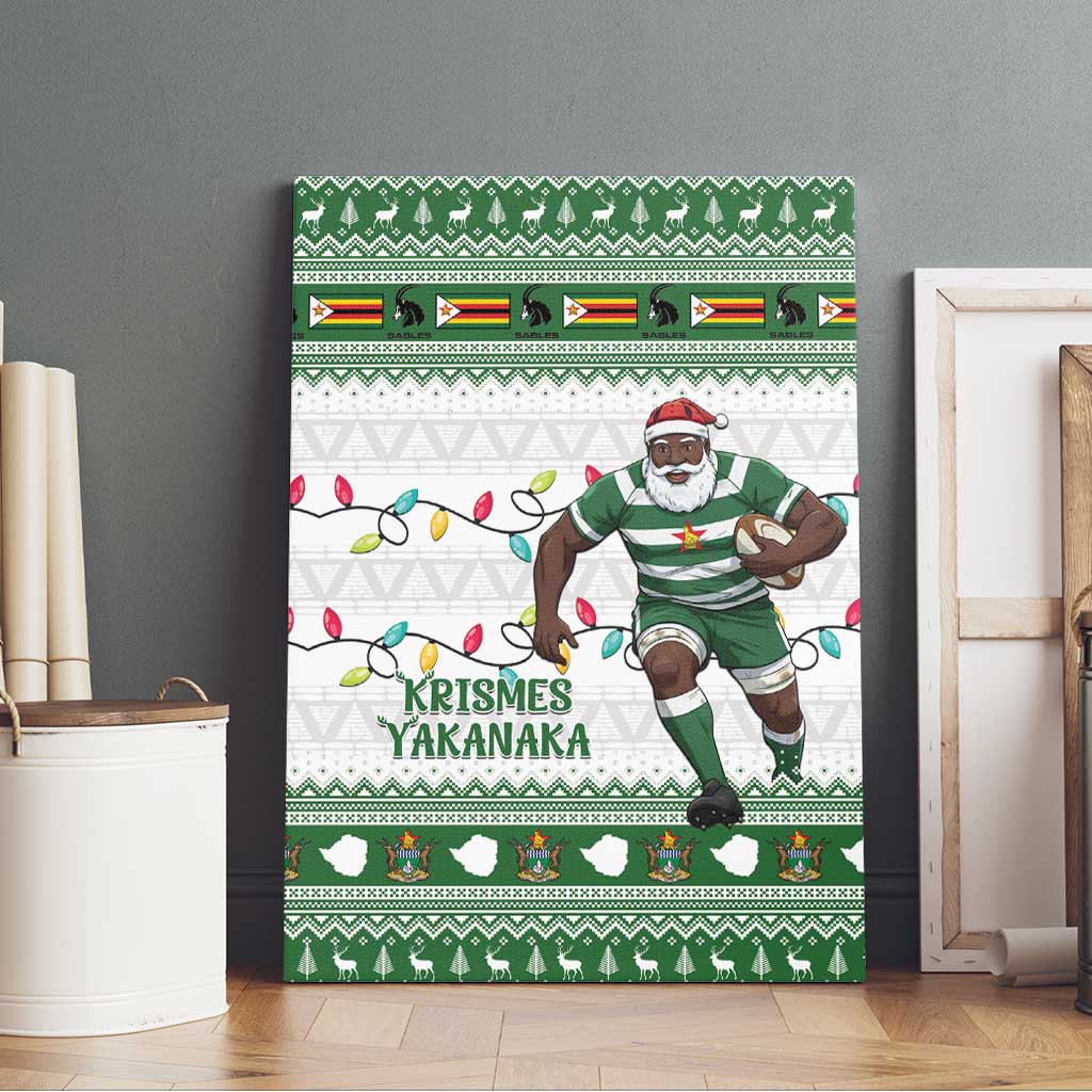 Zimbabwe Rugby Christmas Canvas Wall Art The Sables Krismes Yakanaka - Wonder Print Shop