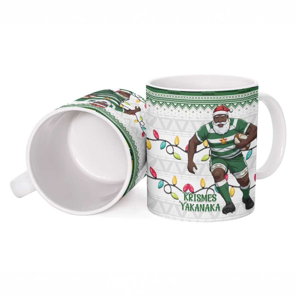 Zimbabwe Rugby Christmas Ceramic Mug The Sables Krismes Yakanaka - Wonder Print Shop